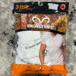 Realtree Men's White V-Neck T-Shirt 3 Pack
